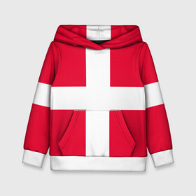 Детская толстовка 3D с принтом Дания | Флаг Дании , 100% полиэстер | двухслойный капюшон со шнурком для регулировки, мягкие манжеты на рукавах и по низу толстовки, спереди карман-кенгуру с мягким внутренним слоем | белый | герб | государство | дании | дания | знак | красный | крест | линии | символика | страна | флаг