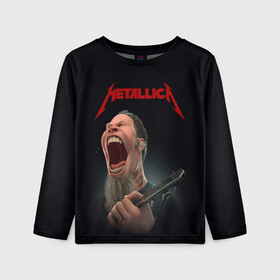 Детский лонгслив 3D с принтом James Alan Hetfield | METALLICA (Z) , 100% полиэстер | длинные рукава, круглый вырез горловины, полуприлегающий силуэт
 | james alan hetfield | kurt kobein | metallica | rock | джеймс хэтфилд | курт кобейн | металика | металлика | рок | супер звезда