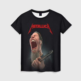 Женская футболка 3D с принтом James Alan Hetfield | METALLICA (Z) , 100% полиэфир ( синтетическое хлопкоподобное полотно) | прямой крой, круглый вырез горловины, длина до линии бедер | james alan hetfield | kurt kobein | metallica | rock | джеймс хэтфилд | курт кобейн | металика | металлика | рок | супер звезда