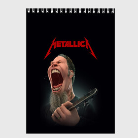 Скетчбук с принтом James Alan Hetfield | METALLICA (Z) , 100% бумага
 | 48 листов, плотность листов — 100 г/м2, плотность картонной обложки — 250 г/м2. Листы скреплены сверху удобной пружинной спиралью | Тематика изображения на принте: james alan hetfield | kurt kobein | metallica | rock | джеймс хэтфилд | курт кобейн | металика | металлика | рок | супер звезда