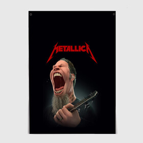 Постер с принтом James Alan Hetfield | METALLICA (Z) , 100% бумага
 | бумага, плотность 150 мг. Матовая, но за счет высокого коэффициента гладкости имеет небольшой блеск и дает на свету блики, но в отличии от глянцевой бумаги не покрыта лаком | james alan hetfield | kurt kobein | metallica | rock | джеймс хэтфилд | курт кобейн | металика | металлика | рок | супер звезда