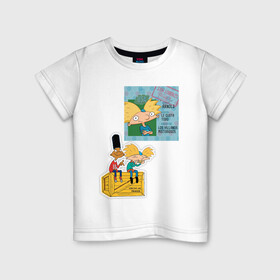 Детская футболка хлопок с принтом HEY ARNOLD! II , 100% хлопок | круглый вырез горловины, полуприлегающий силуэт, длина до линии бедер | animation | kids | school | мультфильмы | приключения | школа
