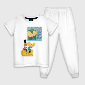 Детская пижама хлопок с принтом HEY ARNOLD! II , 100% хлопок |  брюки и футболка прямого кроя, без карманов, на брюках мягкая резинка на поясе и по низу штанин
 | animation | kids | school | мультфильмы | приключения | школа