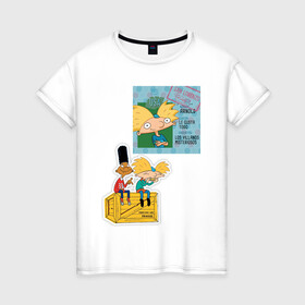 Женская футболка хлопок с принтом HEY ARNOLD! II , 100% хлопок | прямой крой, круглый вырез горловины, длина до линии бедер, слегка спущенное плечо | animation | kids | school | мультфильмы | приключения | школа