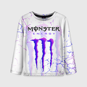 Детский лонгслив 3D с принтом MONSTER ENERGY / МОНСТЕР , 100% полиэстер | длинные рукава, круглый вырез горловины, полуприлегающий силуэт
 | monster energy | motorcycle | racing. | sport | sportcar | авто | байк | байкер | гонки | зеленый | монстер | мотоспорт | мототехника | мотоцикл | мотоциклист | скутер | спорткар | энергетик