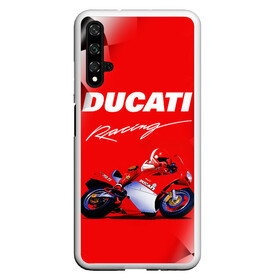 Чехол для Honor 20 с принтом DUCATI / ДУКАТИ / RACING , Силикон | Область печати: задняя сторона чехла, без боковых панелей | ducati | motorcycle | motosport | racing | speed | sport | байк. | гонки | двигатель | дукати | мото | мотокросс | мотоспорт | мототриал | мотоцикл | скорость | спорт