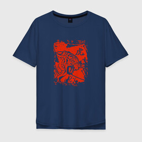 Мужская футболка хлопок Oversize с принтом Tiger Japanese style , 100% хлопок | свободный крой, круглый ворот, “спинка” длиннее передней части | Тематика изображения на принте: tiger | животные | звери | злой | кошка | оскал | тигр | хищник