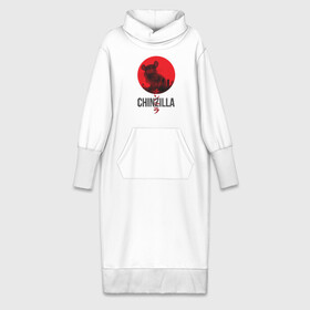 Платье удлиненное хлопок с принтом Chinzilla black ,  |  | Тематика изображения на принте: chinzilla | zhinzhilla | чинзилла | шинзилла | шиншилла