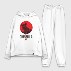 Женский костюм хлопок Oversize с принтом Chinzilla black ,  |  | Тематика изображения на принте: chinzilla | zhinzhilla | чинзилла | шинзилла | шиншилла