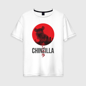 Женская футболка хлопок Oversize с принтом Chinzilla black , 100% хлопок | свободный крой, круглый ворот, спущенный рукав, длина до линии бедер
 | Тематика изображения на принте: chinzilla | zhinzhilla | чинзилла | шинзилла | шиншилла