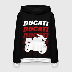 Женская толстовка 3D с принтом DUCATI / ДУКАТИ / SPORT , 100% полиэстер  | двухслойный капюшон со шнурком для регулировки, мягкие манжеты на рукавах и по низу толстовки, спереди карман-кенгуру с мягким внутренним слоем. | ducati | motorcycle | motosport | racing | speed | sport | байк. | гонки | двигатель | дукати | мото | мотокросс | мотоспорт | мототриал | мотоцикл | скорость | спорт