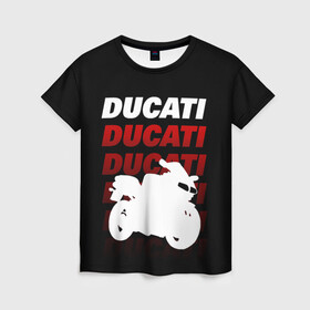 Женская футболка 3D с принтом DUCATI / ДУКАТИ / SPORT , 100% полиэфир ( синтетическое хлопкоподобное полотно) | прямой крой, круглый вырез горловины, длина до линии бедер | ducati | motorcycle | motosport | racing | speed | sport | байк. | гонки | двигатель | дукати | мото | мотокросс | мотоспорт | мототриал | мотоцикл | скорость | спорт