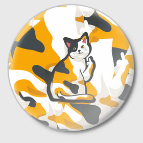 Значок с принтом Котэ ,  металл | круглая форма, металлическая застежка в виде булавки | животные | звери | кот | котэ | кошки | пятна | текстура