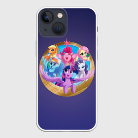 Чехол для iPhone 13 mini с принтом Pony team ,  |  | my little pony | весёлая пинки пай | добрая флаттершайн | дружба это чудо | единорог | единороги | май литл пони | мульт | мультфильм | радуга дэш | селестия | спайк | сумеречная искорка | честная эплджек