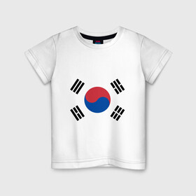 Детская футболка хлопок с принтом Корея | Корейский флаг , 100% хлопок | круглый вырез горловины, полуприлегающий силуэт, длина до линии бедер | буква | герб | знак | иероглифы | корейский | корейский флаг | корея | символ | символы | флаг | флаг кореи | эмблема | эмблемма