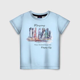 Детская футболка 3D с принтом Москва-Сити , 100% гипоаллергенный полиэфир | прямой крой, круглый вырез горловины, длина до линии бедер, чуть спущенное плечо, ткань немного тянется | город | москва | набережная | сити