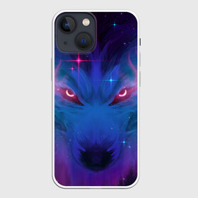 Чехол для iPhone 13 mini с принтом Космо Волк ,  |  | волк | звезды | космический волк | космо волк | космос | неон | рисунок