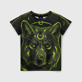 Детская футболка 3D с принтом Эзотерический Волк , 100% гипоаллергенный полиэфир | прямой крой, круглый вырез горловины, длина до линии бедер, чуть спущенное плечо, ткань немного тянется | волк | красивый волк | рисунок | эзотерика | эзотерический волк