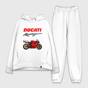 Женский костюм хлопок Oversize с принтом DUCATI   ДУКАТИ   MOTOSPORT ,  |  | ducati | motorcycle | motosport | racing | speed | sport | байк. | гонки | двигатель | дукати | мото | мотокросс | мотоспорт | мототриал | мотоцикл | скорость | спорт