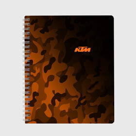 Тетрадь с принтом KTM | КТМ CAMO RACING , 100% бумага | 48 листов, плотность листов — 60 г/м2, плотность картонной обложки — 250 г/м2. Листы скреплены сбоку удобной пружинной спиралью. Уголки страниц и обложки скругленные. Цвет линий — светло-серый
 | Тематика изображения на принте: enduro | ktm | moto | moto sport | motocycle | orange | sportmotorcycle | ктм | мото | мото спорт | мотоспорт | оранжевый | спорт мото