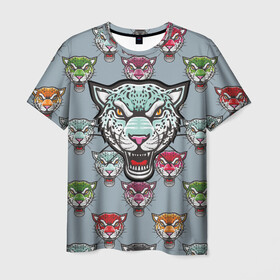 Мужская футболка 3D с принтом Леопард , 100% полиэфир | прямой крой, круглый вырез горловины, длина до линии бедер | leopard | panthera | барс | большая кошка | животные | звери | кошки | леопард | морды | пантера | паттерн | пятна | хищники