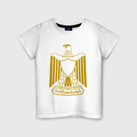 Детская футболка хлопок с принтом Египет | Египетский герб , 100% хлопок | круглый вырез горловины, полуприлегающий силуэт, длина до линии бедер | буква | герб | герб египта | египет | египетский герб | знак | иероглифы | символ | символы | флаг | эмблема | эмблемма