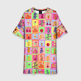 Детское платье 3D с принтом Хороший день , 100% полиэстер | прямой силуэт, чуть расширенный к низу. Круглая горловина, на рукавах — воланы | девочки | дружба | котики | разноцветный | рыбка | счастье | узор | цветочный | шарики