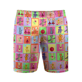 Мужские шорты спортивные с принтом Хороший день ,  |  | Тематика изображения на принте: девочки | дружба | котики | разноцветный | рыбка | счастье | узор | цветочный | шарики