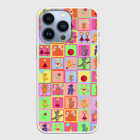 Чехол для iPhone 13 Pro с принтом Хороший день ,  |  | девочки | дружба | котики | разноцветный | рыбка | счастье | узор | цветочный | шарики
