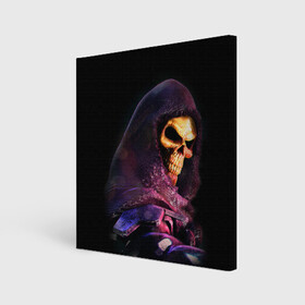 Холст квадратный с принтом Skeletor | Masters of the Universe (+спина)  (Z) , 100% ПВХ |  | he man | logo | masters of the universe | she ra | skeletor | властелины вселенной | логип | лого | мульт | мультфильм | скелетор