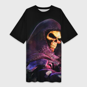 Платье-футболка 3D с принтом Skeletor | Masters of the Universe (+спина)  (Z) ,  |  | he man | logo | masters of the universe | she ra | skeletor | властелины вселенной | логип | лого | мульт | мультфильм | скелетор