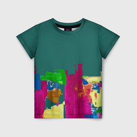 Детская футболка 3D с принтом Emerald Music , 100% гипоаллергенный полиэфир | прямой крой, круглый вырез горловины, длина до линии бедер, чуть спущенное плечо, ткань немного тянется | абстракция | арт | изумрудный | краска | цвет