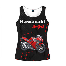Женская майка 3D с принтом KAWASAKI NINJA /  КАВАСАКИ , 100% полиэстер | круглая горловина, прямой силуэт, длина до линии бедра | kawasaki | motorcycle | motosport | ninja | racing | speed | sport | байк | гонки | двигатель | кавасаки | мото | мотокросс | мотоспорт | мототриал | мотоцикл | нинзя. | скорость | спорт