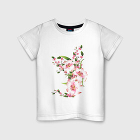 Детская футболка хлопок с принтом Прекрасные лилии , 100% хлопок | круглый вырез горловины, полуприлегающий силуэт, длина до линии бедер | лилии | прекрасные лилии | растения | розовые цветы | цветы