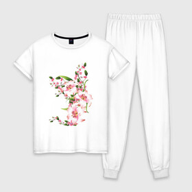 Женская пижама хлопок с принтом Прекрасные лилии , 100% хлопок | брюки и футболка прямого кроя, без карманов, на брюках мягкая резинка на поясе и по низу штанин | лилии | прекрасные лилии | растения | розовые цветы | цветы
