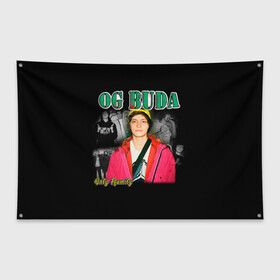 Флаг-баннер с принтом OG BUDA , 100% полиэстер | размер 67 х 109 см, плотность ткани — 95 г/м2; по краям флага есть четыре люверса для крепления | buda | og buda | ог буда | реп | репер