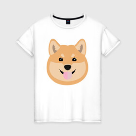 Женская футболка хлопок с принтом Shiba art , 100% хлопок | прямой крой, круглый вырез горловины, длина до линии бедер, слегка спущенное плечо | akita | art | dog | inu | shiba | акита | арт | ину | сиба | собака | шиба