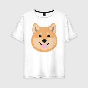 Женская футболка хлопок Oversize с принтом Shiba art , 100% хлопок | свободный крой, круглый ворот, спущенный рукав, длина до линии бедер
 | akita | art | dog | inu | shiba | акита | арт | ину | сиба | собака | шиба