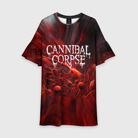 Детское платье 3D с принтом Blood Cannibal Corpse | Труп Каннибала (Z) , 100% полиэстер | прямой силуэт, чуть расширенный к низу. Круглая горловина, на рукавах — воланы | cannibal | cannibal corpse | corpse | death metal | deathgrind | алекс уэбстер | брутальный дэт метал | дэт метал | дэтграйнд | пол мазуркевич | роб барретт | труп каннибала