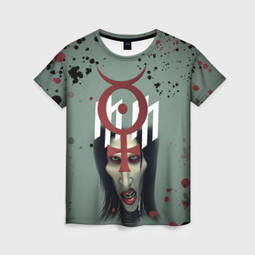 Женская футболка 3D с принтом Marilyn Manson | Мерилин Мэнсон (Z) , 100% полиэфир ( синтетическое хлопкоподобное полотно) | прямой крой, круглый вырез горловины, длина до линии бедер | hugh warner | marilyn manson | rock | глэм рок | гот | индастриал метал | индастриал рок | музыка | мэрилин мэнсон | рок | фрик | хард рок | шок рок