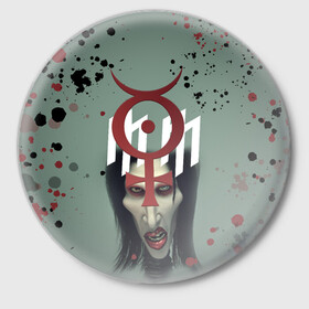 Значок с принтом Marilyn Manson | Мерилин Мэнсон (Z) ,  металл | круглая форма, металлическая застежка в виде булавки | hugh warner | marilyn manson | rock | глэм рок | гот | индастриал метал | индастриал рок | музыка | мэрилин мэнсон | рок | фрик | хард рок | шок рок