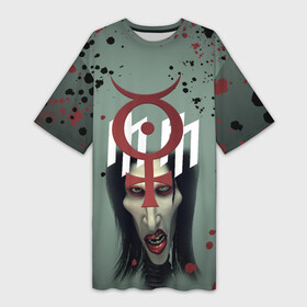 Платье-футболка 3D с принтом Marilyn Manson | Мерилин Мэнсон (Z) ,  |  | hugh warner | marilyn manson | rock | глэм рок | гот | индастриал метал | индастриал рок | музыка | мэрилин мэнсон | рок | фрик | хард рок | шок рок