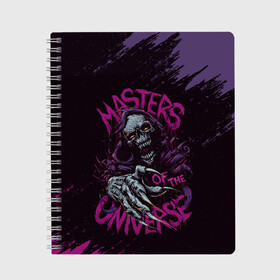 Тетрадь с принтом Masters of the Universe | Скелетор (Z) , 100% бумага | 48 листов, плотность листов — 60 г/м2, плотность картонной обложки — 250 г/м2. Листы скреплены сбоку удобной пружинной спиралью. Уголки страниц и обложки скругленные. Цвет линий — светло-серый
 | he man | masters of the universe | she ra | skeletor | властелины вселенной | скелетор