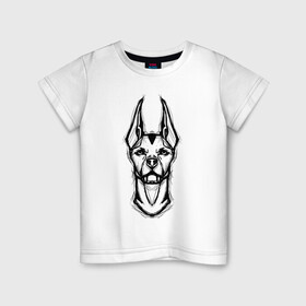 Детская футболка хлопок с принтом Доберман , 100% хлопок | круглый вырез горловины, полуприлегающий силуэт, длина до линии бедер | doberman | dog | бойцовская | доберман | собака | собаки