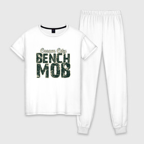 Женская пижама хлопок с принтом Milwaukee Bench Mob , 100% хлопок | брюки и футболка прямого кроя, без карманов, на брюках мягкая резинка на поясе и по низу штанин | basketball | bucks | giannis | milwaukee | mvp | nba | ntetokounmpo | sport | streetball | адетокумбо | бакс | баскетбол | игра | милуоки | мяч | нба | олень | спорт | стритбол | тренер | чемпион | янис