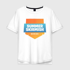 Мужская футболка хлопок Oversize с принтом Summer Skirmish , 100% хлопок | свободный крой, круглый ворот, “спинка” длиннее передней части | epic games | games | королевская битва | лето | фортнайт