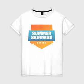 Женская футболка хлопок с принтом Summer Skirmish , 100% хлопок | прямой крой, круглый вырез горловины, длина до линии бедер, слегка спущенное плечо | epic games | games | королевская битва | лето | фортнайт