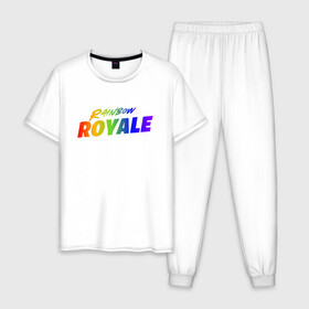 Мужская пижама хлопок с принтом Rainbow Royale , 100% хлопок | брюки и футболка прямого кроя, без карманов, на брюках мягкая резинка на поясе и по низу штанин
 | epic games | games | ивент | иллюстрация | королевская битва | радужная битва
