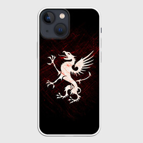 Чехол для iPhone 13 mini с принтом Грифон ,  |  | Тематика изображения на принте: griffin | red paint | white griffin | белый грифон | грифон | красная краска