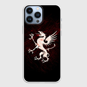 Чехол для iPhone 13 Pro Max с принтом Грифон ,  |  | Тематика изображения на принте: griffin | red paint | white griffin | белый грифон | грифон | красная краска